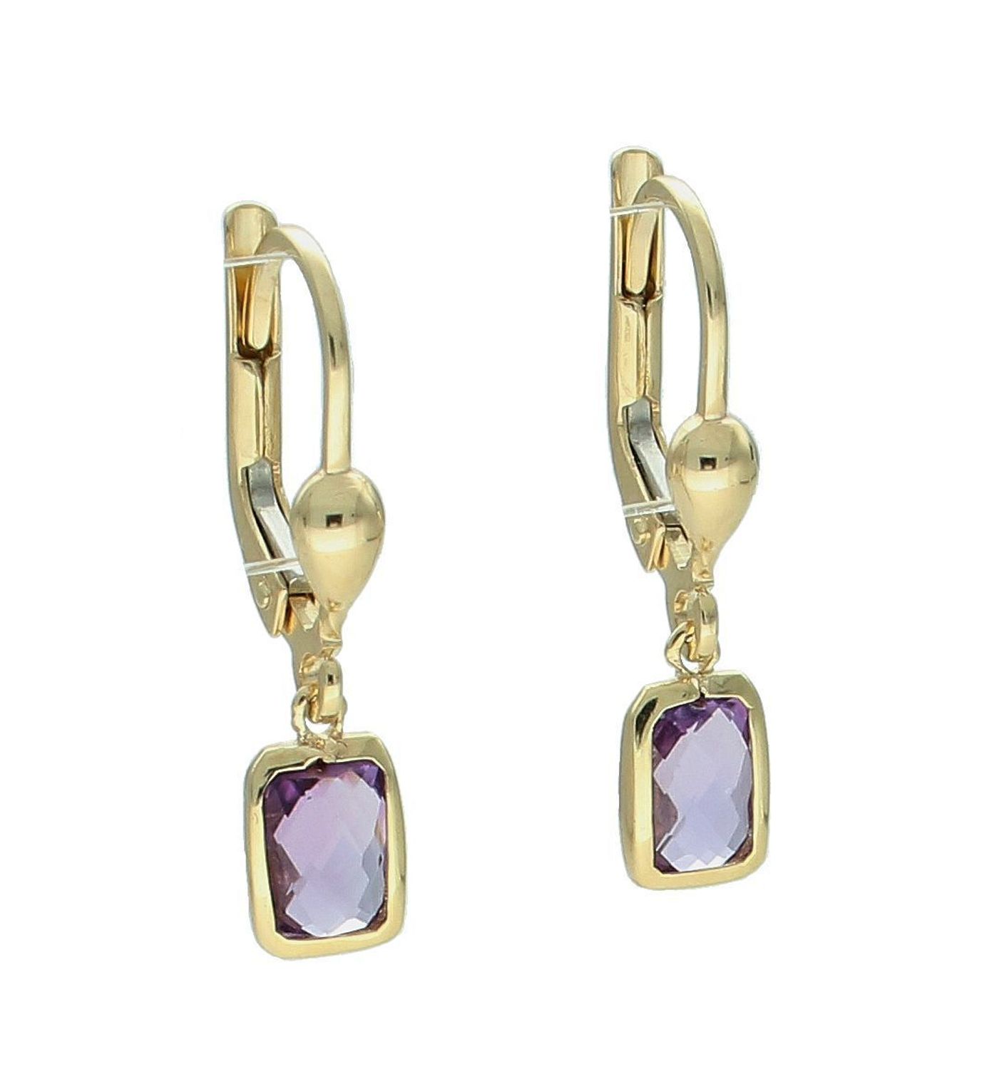 Kolczyki złote wiszące fioletowe kryształki próba 375, KL 12402 375.jpg